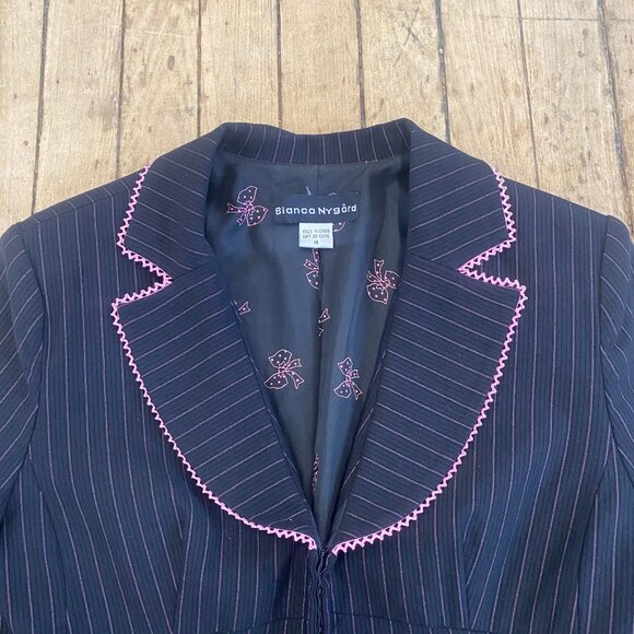 Y2K Pinstripe Blazer with Bow Details - Picture 10 of 15